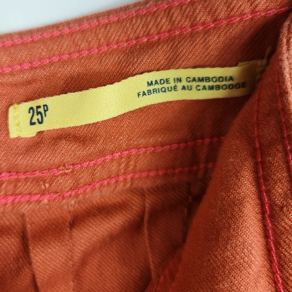 Maeve Anthropologie Ettie Linen Edition Wide Leg Crop Pants Rust High Rise 25P - Picture 12 of 15